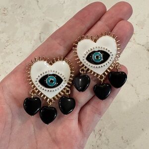 Heart and Eye Dangle Earrings